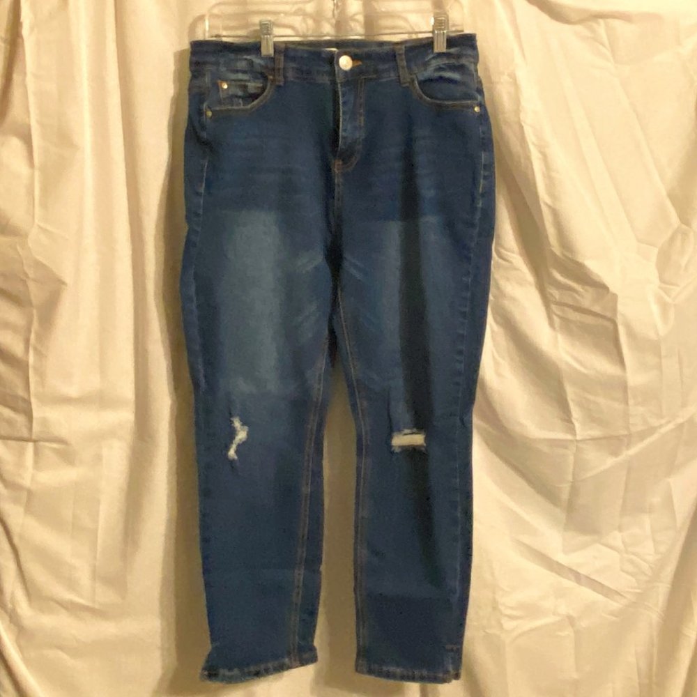 H & H Harmony & Havoc Ankle Slim Medium Wash Distressed Jeans